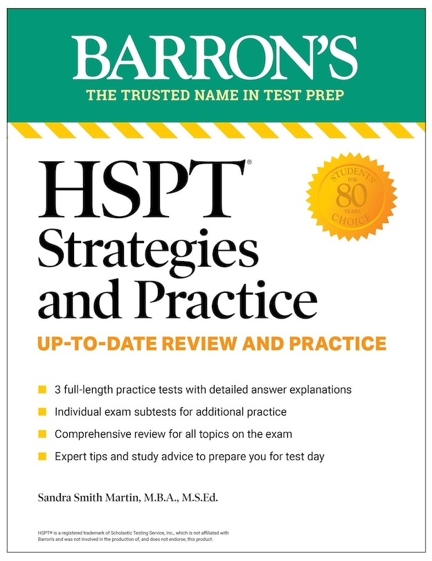 Front cover_HSPT Strategies and Practice, Second Edition: Prep Book with 3 Practice Tests + Comprehensive Review + Practice + Strategies