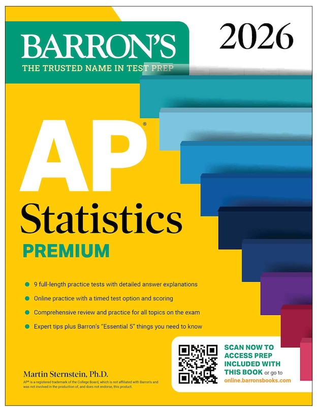 Front cover_AP Statistics Premium, 2026: Prep Book with 9 Practice Tests + Comprehensive Review + Online Practice