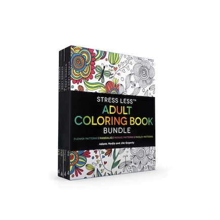 Stress Less Adult Coloring Book Bundle: Stress Less Coloring: Flower Patterns; Stress Less Coloring: Mandalas; Stress Less Coloring: Mosaic