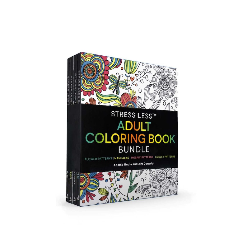 Stress Less Adult Coloring Book Bundle: Stress Less Coloring: Flower Patterns; Stress Less Coloring: Mandalas; Stress Less Coloring: Mosaic
