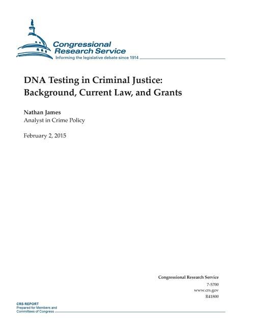 Front cover_DNA Testing in Criminal Justice