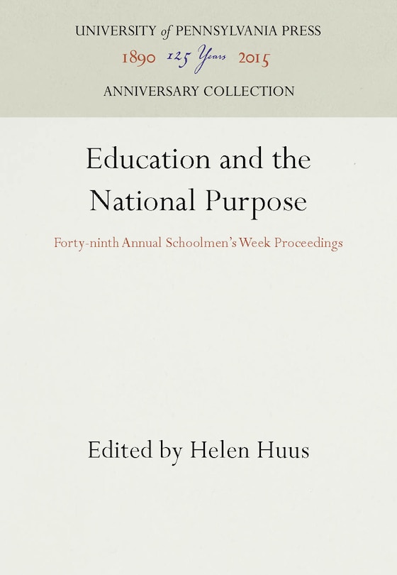 Couverture_Education and the National Purpose