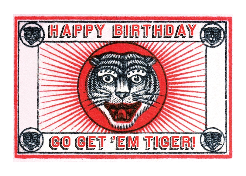 Front cover_Tiger Matchbox - Birthday Greeting Card