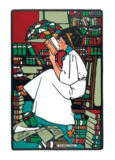 Woman Reading in Library - Books and Readers Greeting Card
