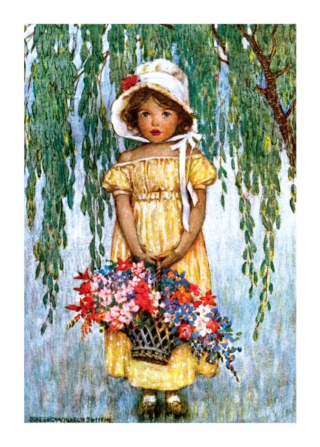 Couverture_Girl with a Basket of Flowers - Thank You Greeting Card