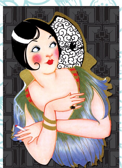 Lady with a Feather Cape - Deluxe die cut notecards