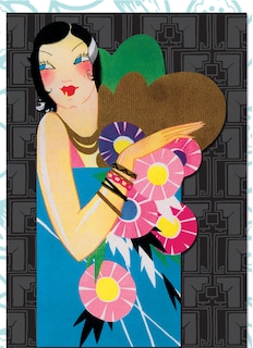 Flapper with Bracelets and Flowers - Deluxe die cut notecards