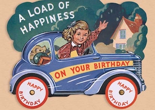 Happy Girl Driving - Birthday Greeting Card