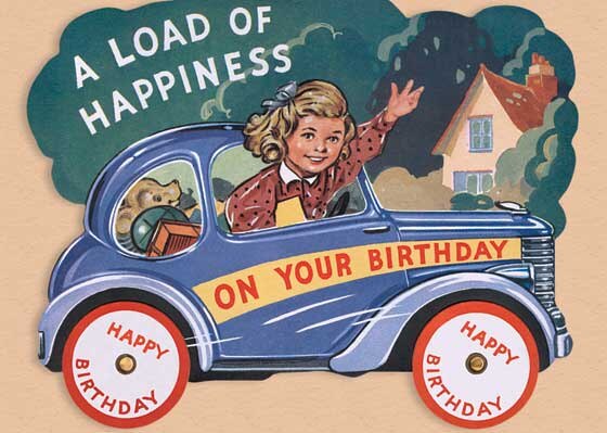 Happy Girl Driving - Birthday Greeting Card