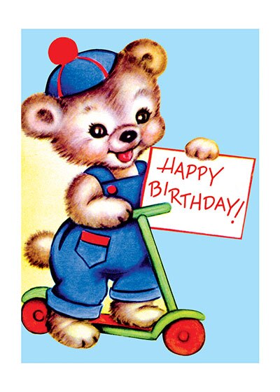 Couverture_Baby Bear on Scooter - Birthday Greeting Card