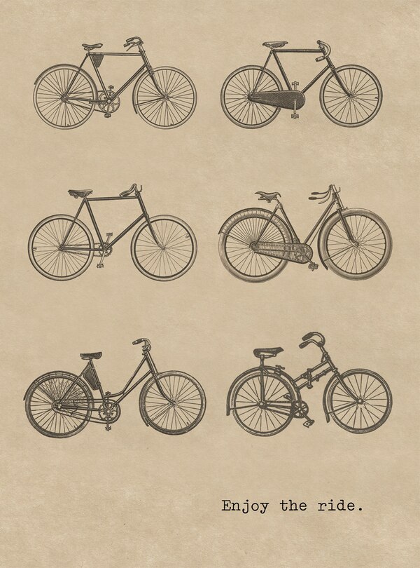 Six Bicycles. 6 cards, individually bagged with envelopes