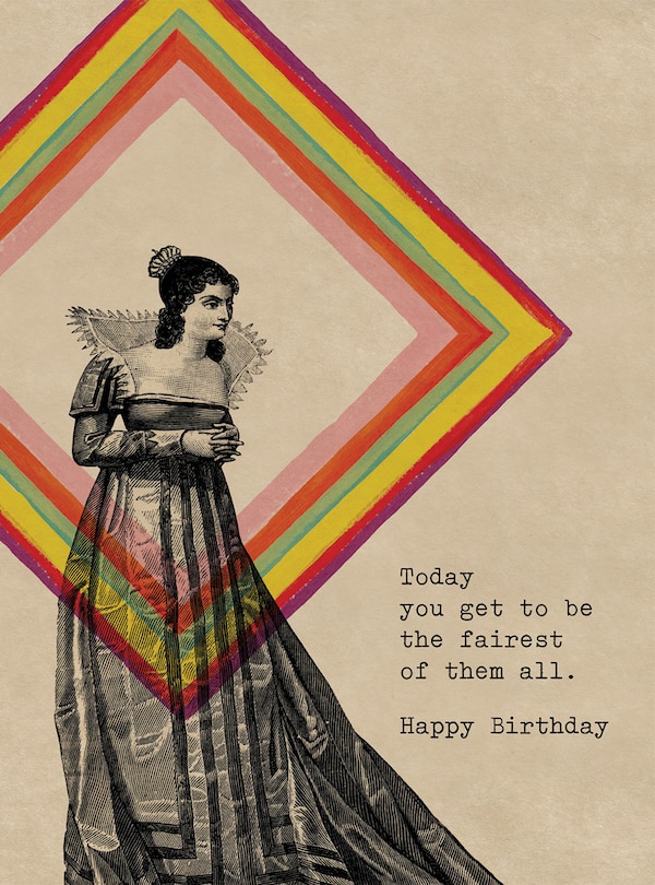 Lady with a Rainbow Square. 6 cards, individually bagged with envelopes
