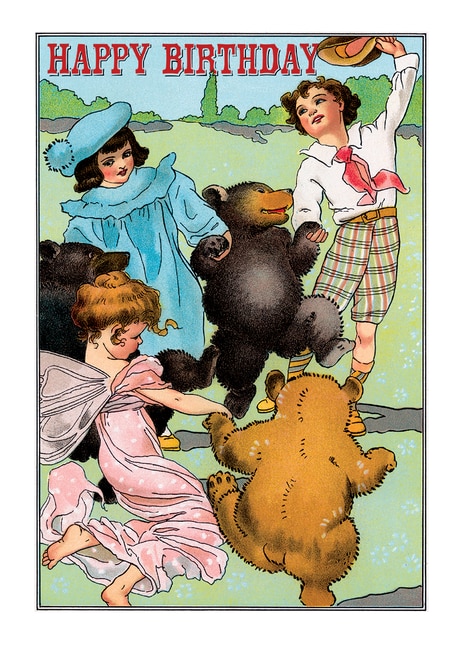 Children Dancing with Bears and a Fairy. 6 cards, individually bagged with envelopes