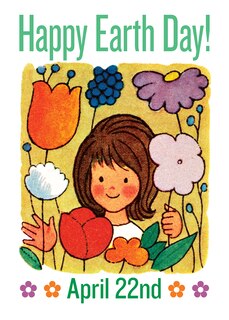 Smiling Girl with Flowers. 6 cards, individually bagged with envelopes