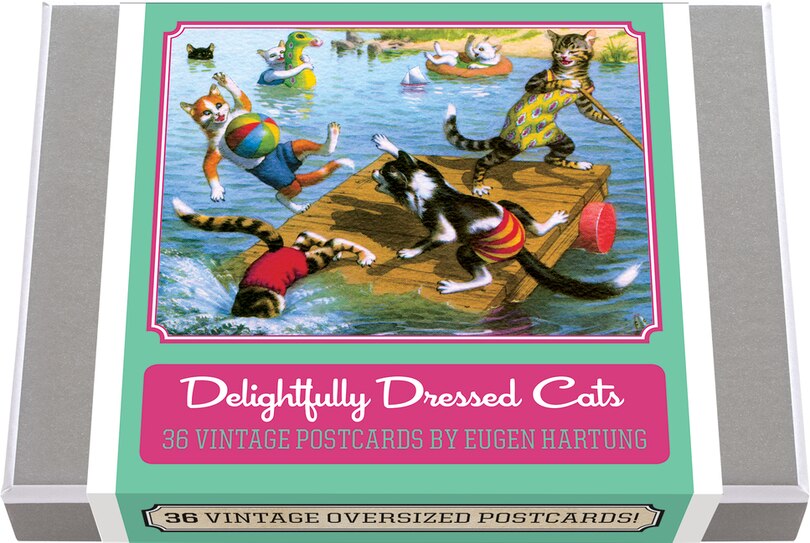 Delightfully Dressed Cats Postcard Box - 36 Unique Vintage Postcards: Feline Frolics by Eugen Hartung