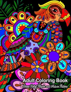 Couverture_Adult Coloring Book: Stress Relief Flower And Nature Pattern