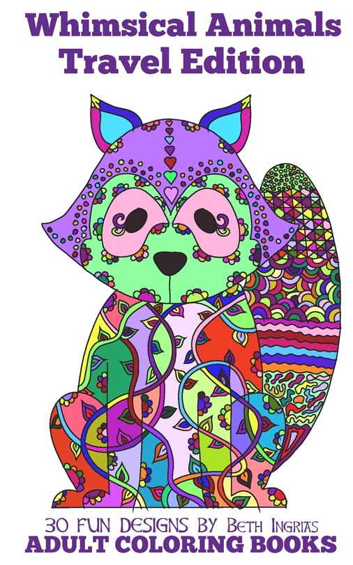 Front cover_Adult Coloring Books: Whimsical Animals Travel Edition