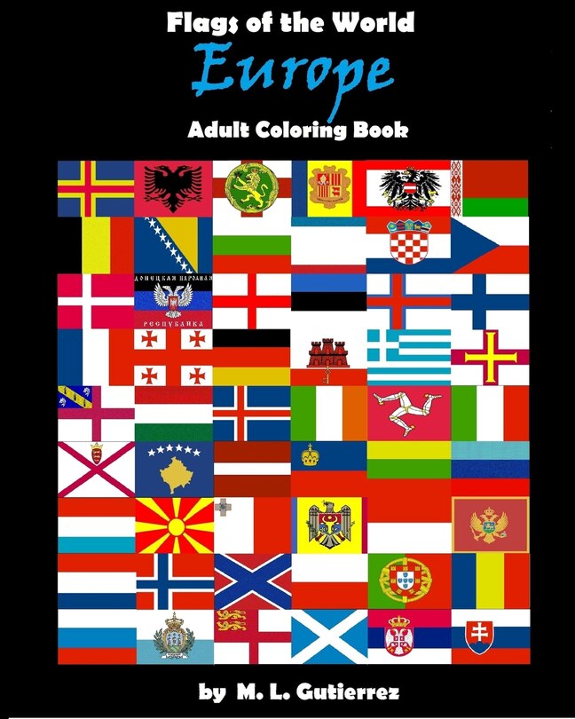 Front cover_Flags of the World Series (Europe), adult coloring book