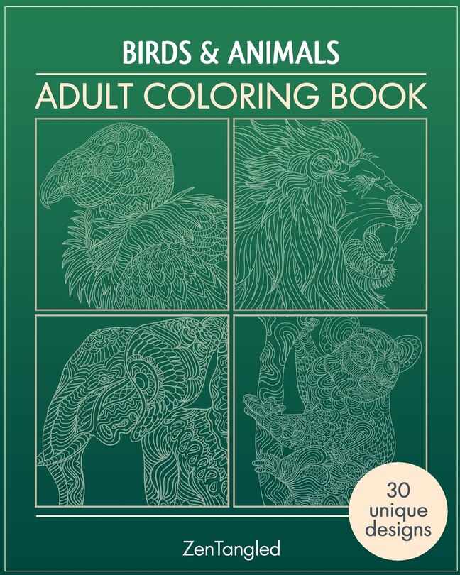 Front cover_Adult Coloring Books: Birds & Animals