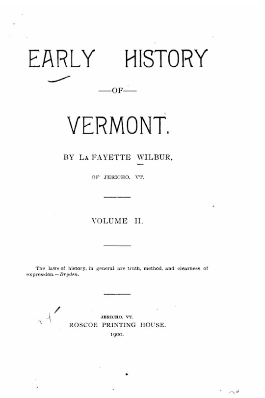 Front cover_Early history of Vermont - Volume II