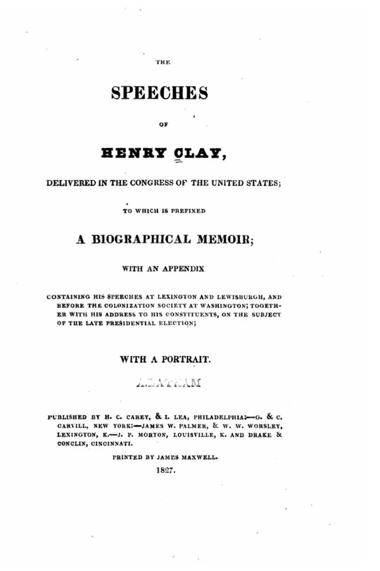 Couverture_The speeches of Henry Clay