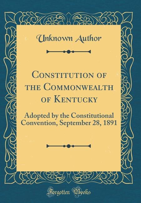 Front cover_Constitution of the Commonwealth of Kentucky