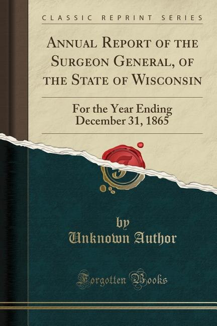 Couverture_Annual Report of the Surgeon General, of the State of Wisconsin