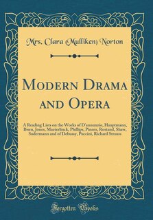 Modern Drama and Opera: A Reading Lists on the Works of D'annunzio, Hauptmann, Ibsen, Jones, Maeterlinck, Phillips, Pinero,