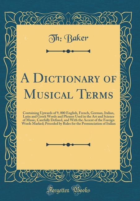 Front cover_A Dictionary of Musical Terms