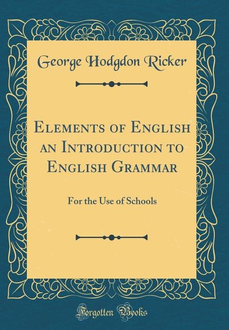 Front cover_Elements of English an Introduction to English Grammar