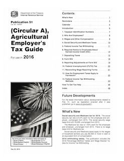 Publication 51 (2016), (Circular A), Agricultural Employer's Tax Guide
