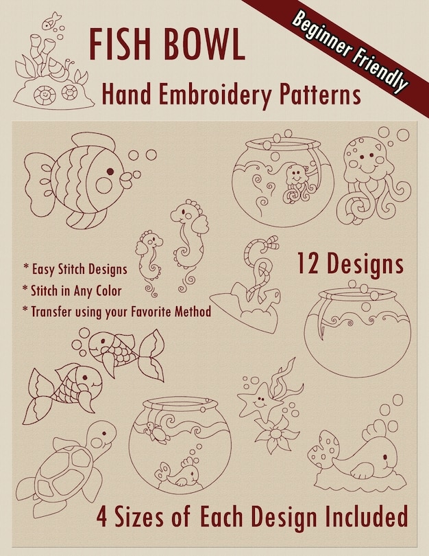 Front cover_Fish Bowl Hand Embroidery Patterns