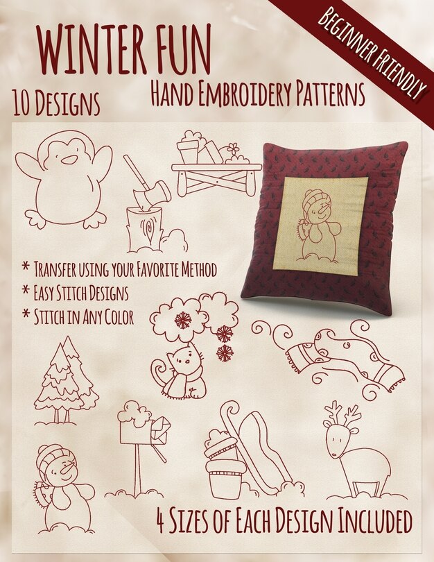 Front cover_Winter Fun Hand Embroidery Patterns
