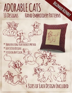 Front cover_Adorable Cats Hand Embroidery Patterns