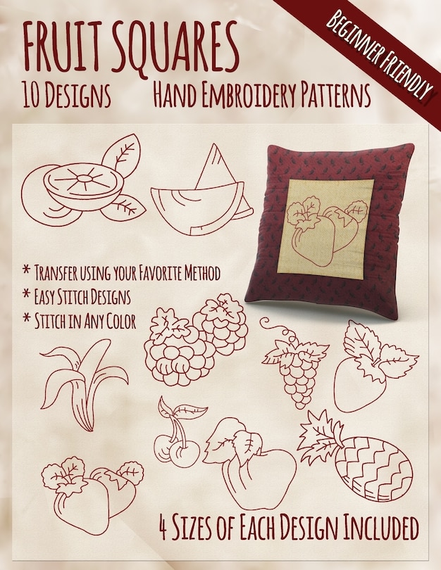 Couverture_Fruit Squares Hand Embroidery Patterns