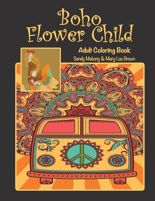 Front cover_Boho Flower Child Adult Coloring Book