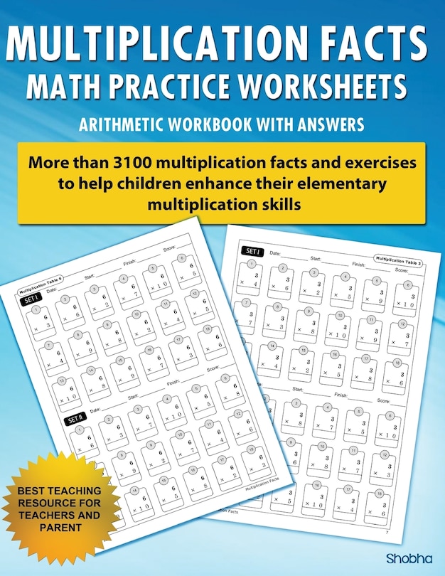 Couverture_Multiplication Facts Math Worksheet Practice Arithmetic Workbook With Answers