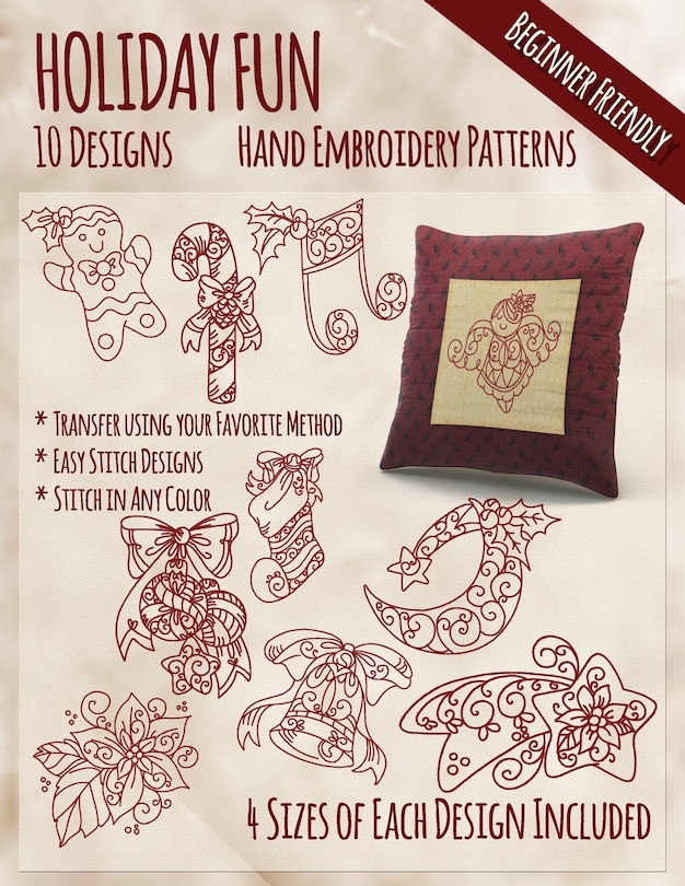 Front cover_Holiday Fun Hand Embroidery Patterns