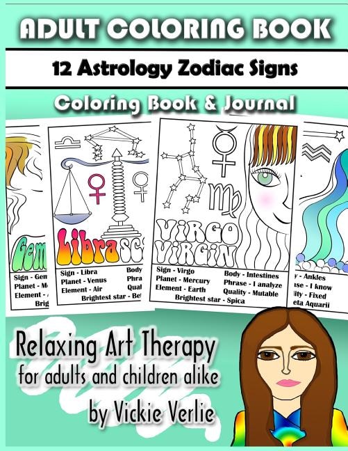 Front cover_Adult Coloring Book: 12 Zodiac Astrology Signs