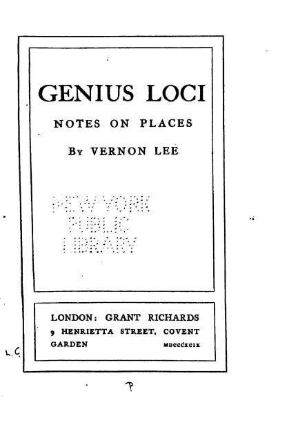 Genius Loci, Notes on Places