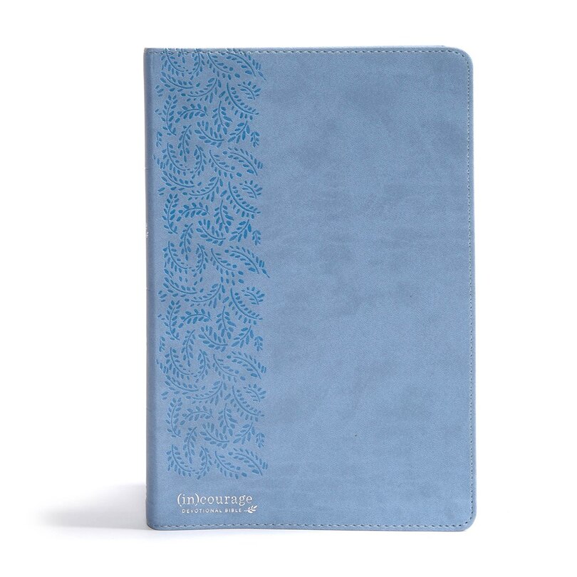 Front cover_CSB (in)courage Devotional Bible, Blue LeatherTouch Indexed