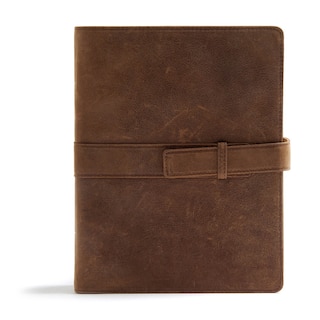 Front cover_Csb Legacy Notetaking Bible, Tan Genuine Leather With Strap