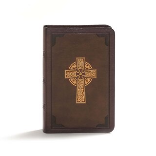 Csb Large Print Compact Reference Bible, Celtic Cross Brown Leathertouch