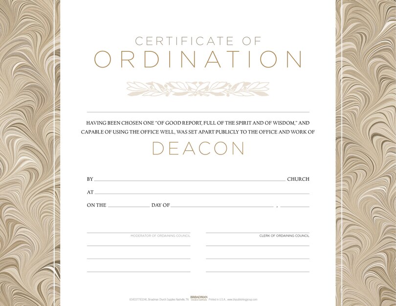 Couverture_Certificate of Ordination for Deacon - Flat Opaque (Package of 6)