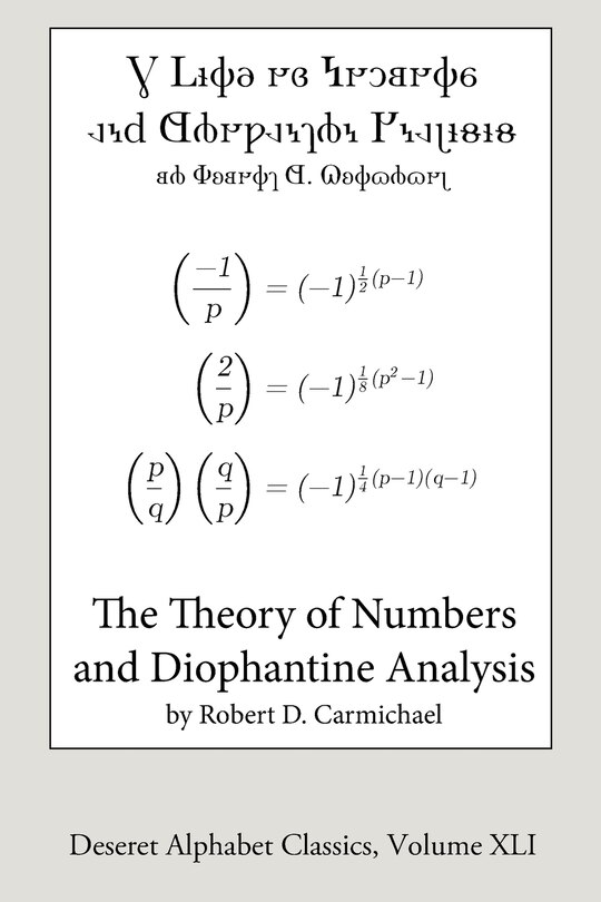 Front cover_The Theory of Numbers and Diophantine Analysis (Deseret Alphabet edition)