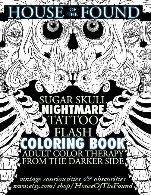 Couverture_The House Of The Found Sugar Skull Nightmare Tattoo Flash Coloring Book