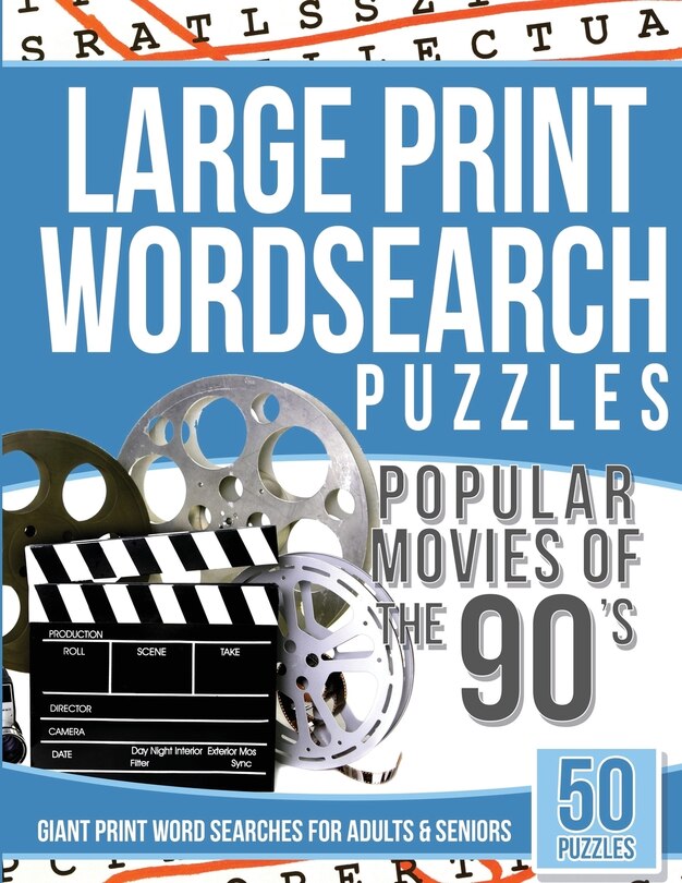 Front cover_Large Print Wordsearches Puzzles Popular Movies of the 90s