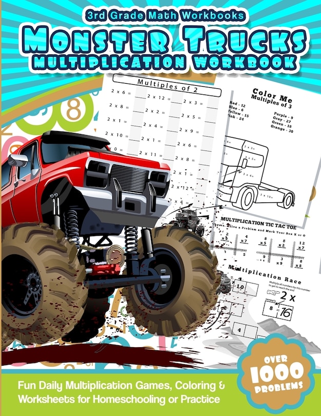 Couverture_3rd Grade Math Workbooks Monster Trucks Multiplication Workbook