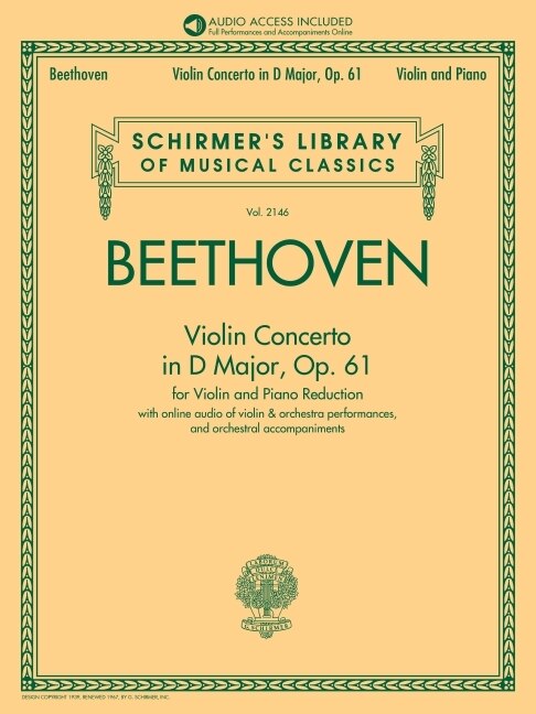 Couverture_Beethoven: Violin Concerto In D Major, Op. 61 - Book/audio With Orchestral Performances And Accompaniments Of Violin/piano Reduction