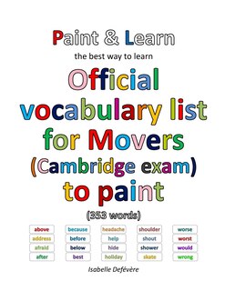 Official vocabulary list for Movers (Cambridge exam) to paint